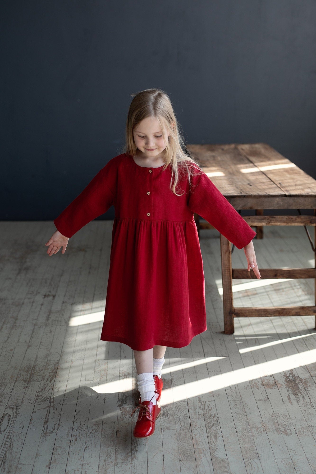 Cherry Anemone Linen Dress allthebeautifullinen Cherry Anemone Linen Dress allthebeautifullinen