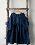 Navy Blue Anemone Linen Dress