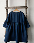 Navy Blue Anemone Linen Dress