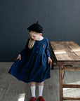 Navy Blue Anemone Linen Dress