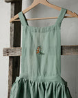 Mint Christmas Midi Cross Back Linen Pinafore