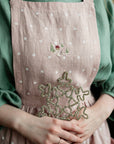 Pink Polka Dot Christmas Midi Cross Back Linen Pinafore