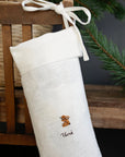 White Linen Christmas Stocking