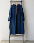 Navy Blue Victorian Linen Dress