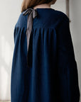 Navy Blue Victorian Linen Dress