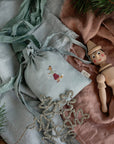 Winter Cat Pouch Linen Bag