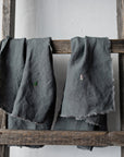Set of 2 Grey Linen Tea Towel Gift Wrap