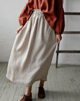 Natural Classic Long Linen Skirt