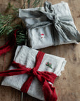 Set of 2 Light Grey Linen Napkin Gift Wrap