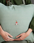 Mint Christmas Linen Pillowcase