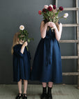 Navy Blue Sleeveless Linen Dress