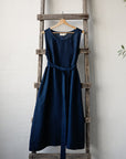 Navy Blue Sleeveless Linen Dress