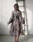 Brown Stripe Victorian Linen Dress