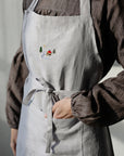 Fog Grey Traditional Linen Apron