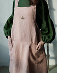 Dusty Rose Christmas Japanese Linen Apron