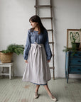 Fog Grey Apple Linen Apron