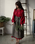 Black Gingham Apple Linen Apron