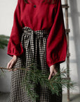 Black Gingham Apple Linen Apron