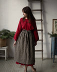 Black Gingham Apple Linen Apron