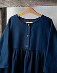 Navy Blue Anemone Linen Dress