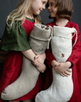 White Linen Christmas Stocking