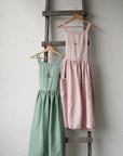 Pink Polka Dot Christmas Midi Cross Back Linen Pinafore
