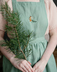 Mint Christmas Midi Cross Back Linen Pinafore
