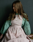 Pink Polka Dot Christmas Midi Cross Back Linen Pinafore