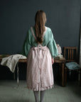 Pink Polka Dot Christmas Midi Cross Back Linen Pinafore