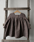Brown Stripe Classic Linen Dress