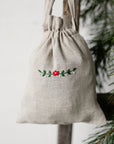 Red Flower Pouch Linen Bag
