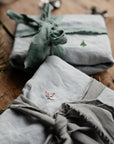 Set of 2 Light Blue Linen Tea Towel Gift Wrap