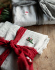 Set of 2 Light Grey Linen Napkin Gift Wrap