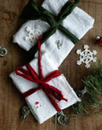 Set of 2 Snow White Linen Napkin Gift Wrap
