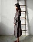 Brown Stripe Victorian Linen Dress