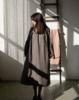 Brown Stripe Victorian Linen Dress