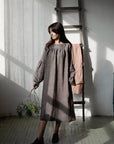 Brown Stripe Victorian Linen Dress