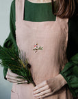 Dusty Rose Christmas Japanese Linen Apron