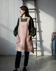 Dusty Rose Christmas Japanese Linen Apron
