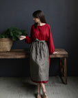 Black Gingham Apple Linen Apron