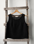 Black Sleeveless Linen Top