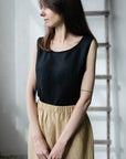 Black Sleeveless Linen Top