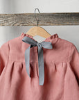 Salmon Ruffle Linen Dress