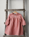 Salmon Ruffle Linen Dress