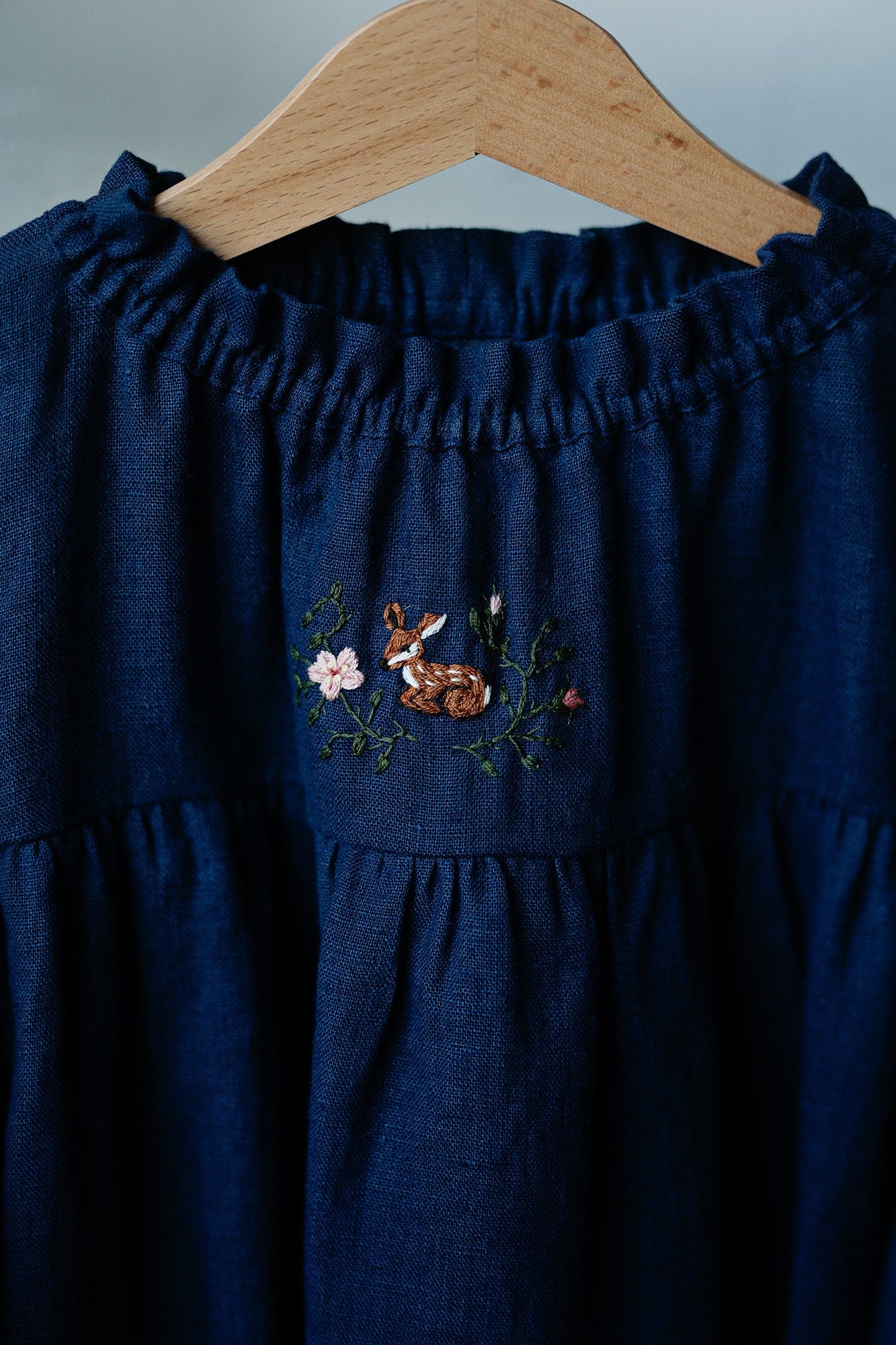 chinese dress ladies Navy Blue Parachute Linen Dress – allthebeautifullinen