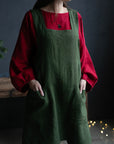 Forest Green Japanese Linen Apron