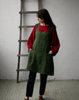 Forest Green Japanese Linen Apron