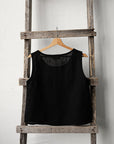 Black Sleeveless Linen Top
