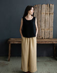 Black Sleeveless Linen Top