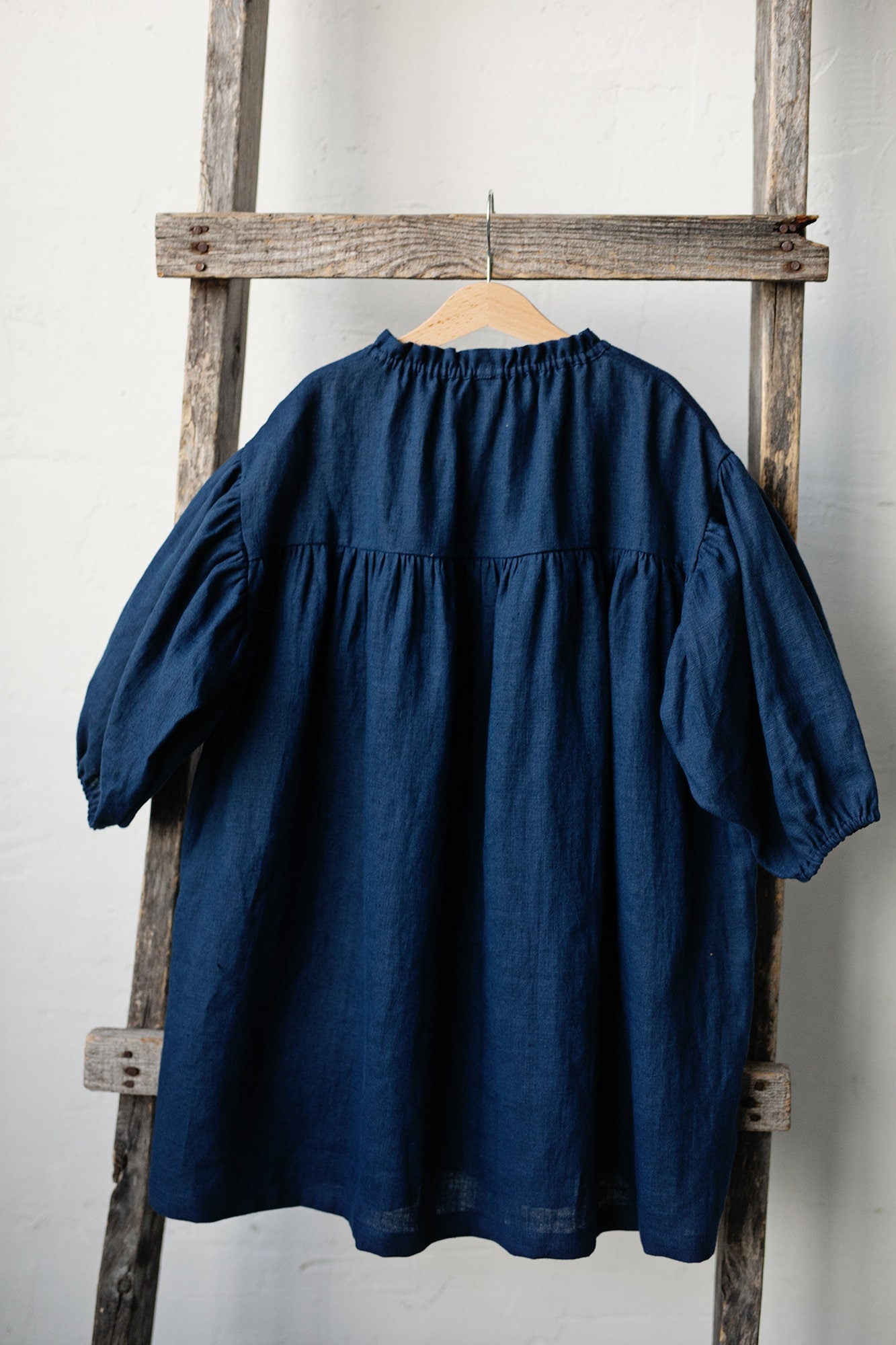 Navy Blue Parachute Linen Dress  allthebeautifullinen